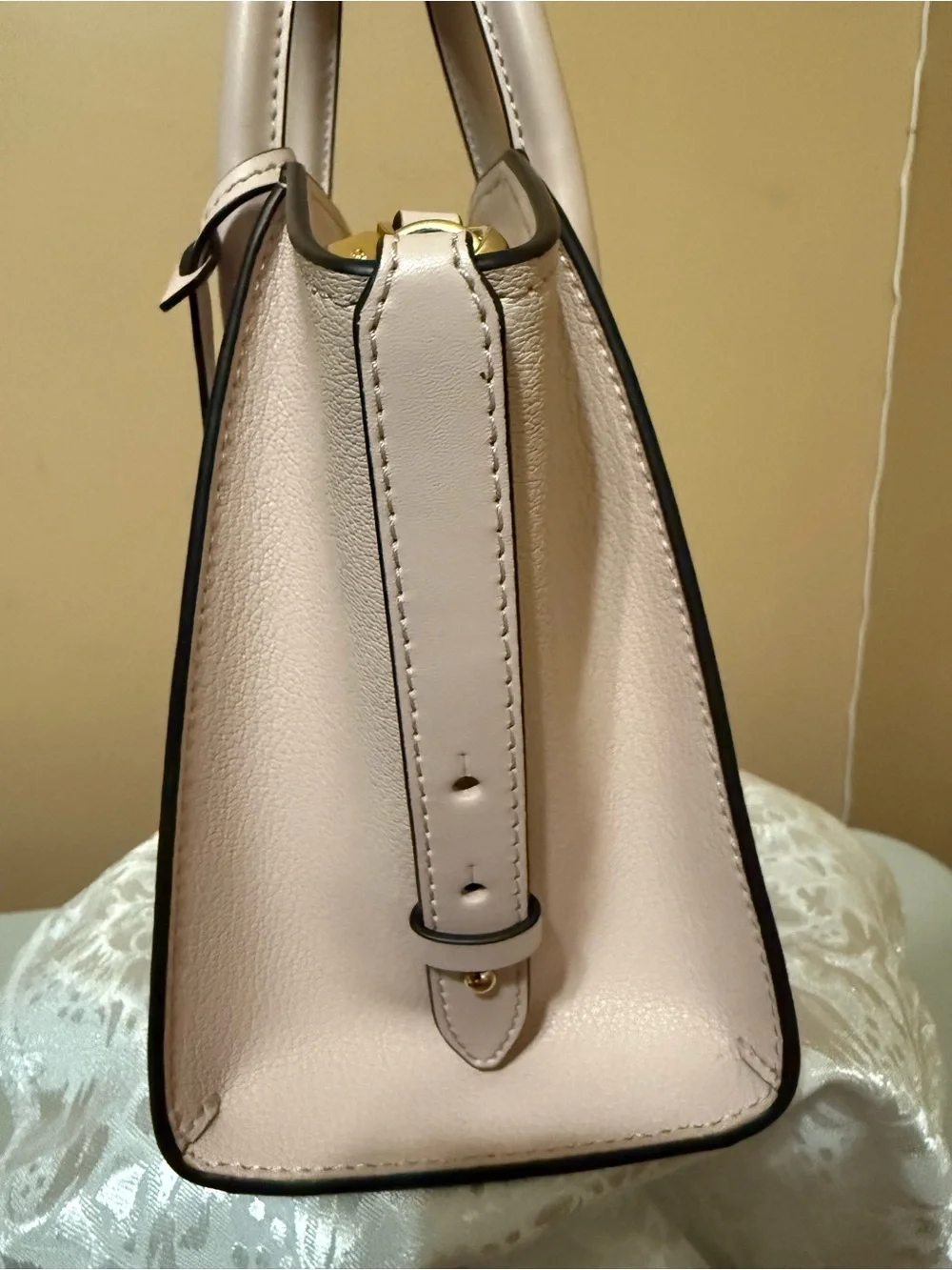 Michael Kors Cream Satchel with Gold-Tone Logo Charm